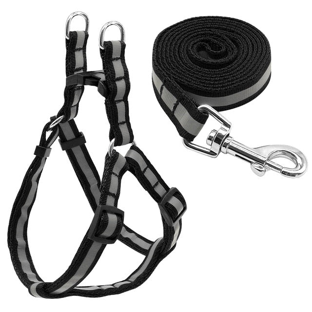 7 Colors Nylon Reflective Dog Harness Leash Lead Set For Small Medium Dogs Puppy Chihuahua Yorkie S M