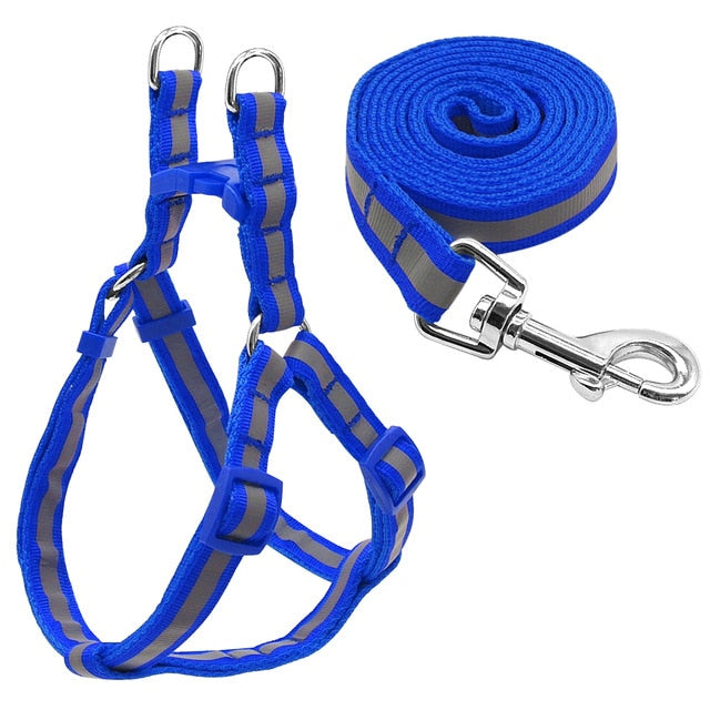 7 Colors Nylon Reflective Dog Harness Leash Lead Set For Small Medium Dogs Puppy Chihuahua Yorkie S M
