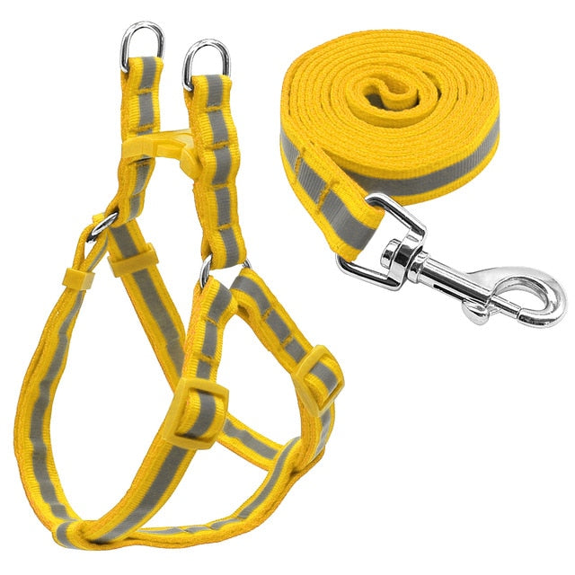 7 Colors Nylon Reflective Dog Harness Leash Lead Set For Small Medium Dogs Puppy Chihuahua Yorkie S M