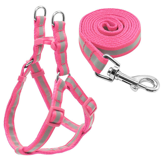 7 Colors Nylon Reflective Dog Harness Leash Lead Set For Small Medium Dogs Puppy Chihuahua Yorkie S M