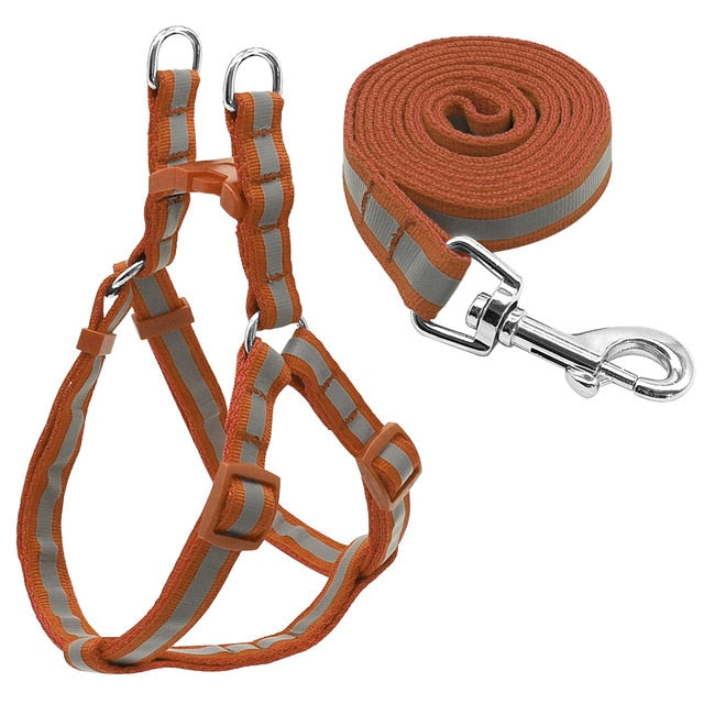 7 Colors Nylon Reflective Dog Harness Leash Lead Set For Small Medium Dogs Puppy Chihuahua Yorkie S M