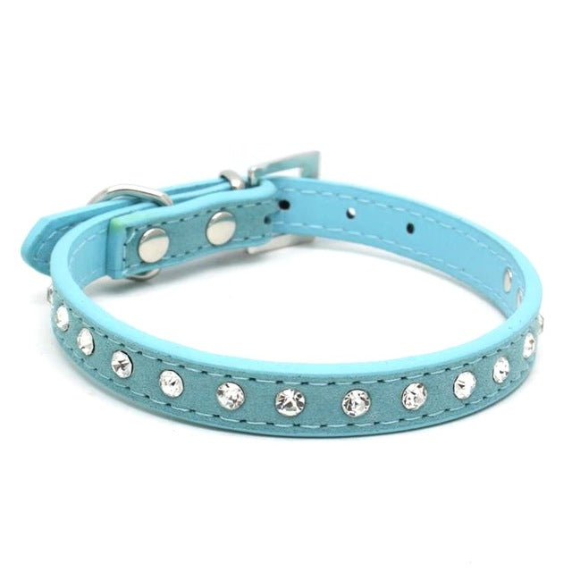 11 Colors Bling Rhinestone PU Leather Collar For Dog Pet Accessories Crystal Diamond Dog Collar and Leash For Small Large Dogs