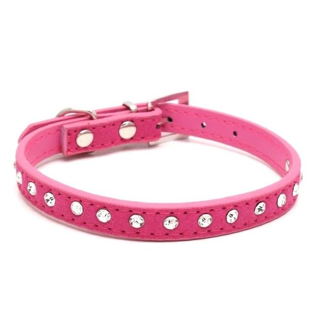 11 Colors Bling Rhinestone PU Leather Collar For Dog Pet Accessories Crystal Diamond Dog Collar and Leash For Small Large Dogs
