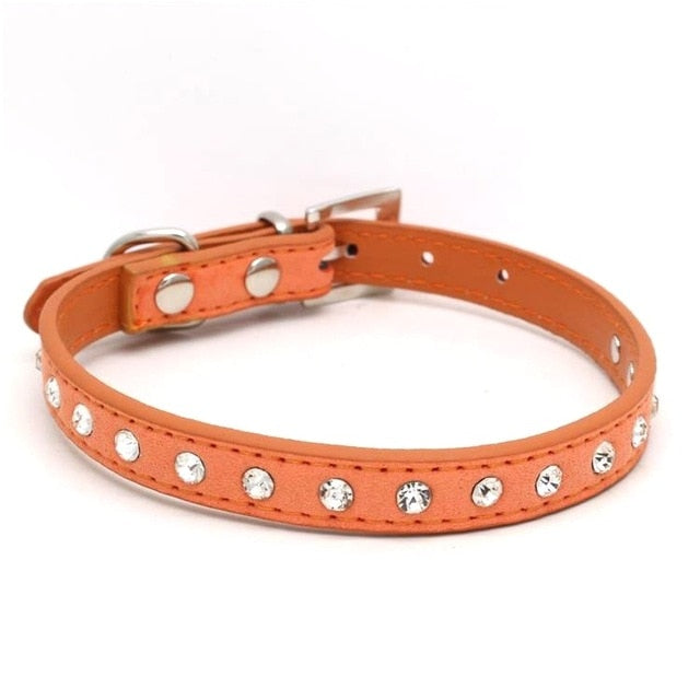 11 Colors Bling Rhinestone PU Leather Collar For Dog Pet Accessories Crystal Diamond Dog Collar and Leash For Small Large Dogs
