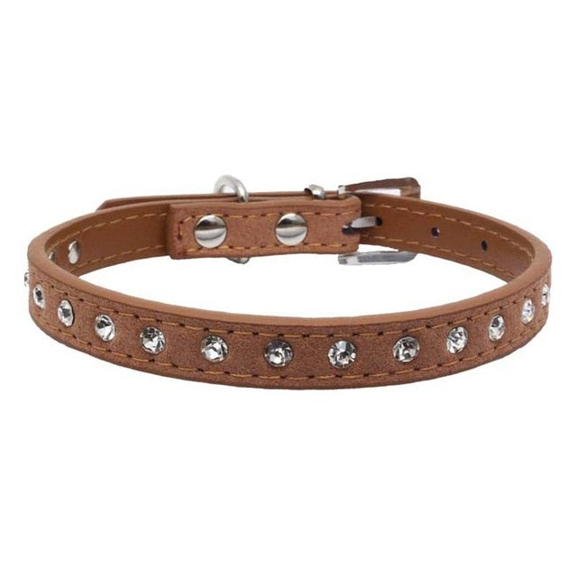 11 Colors Bling Rhinestone PU Leather Collar For Dog Pet Accessories Crystal Diamond Dog Collar and Leash For Small Large Dogs