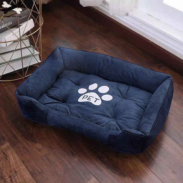 Paw Print Pet Bed Large House For Large Dog Puppy Kennel Waterproof Cat Litter Four Seasons Nest Warm Pet Supplies bed linen